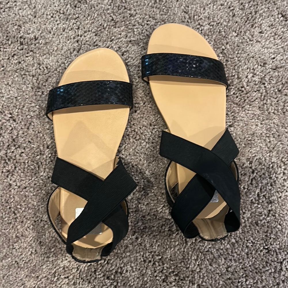 Black snake skin flats